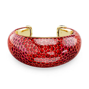 Swarovski Idyllia Cuff rannekoru, keltakullattu ja punaiset kristallit