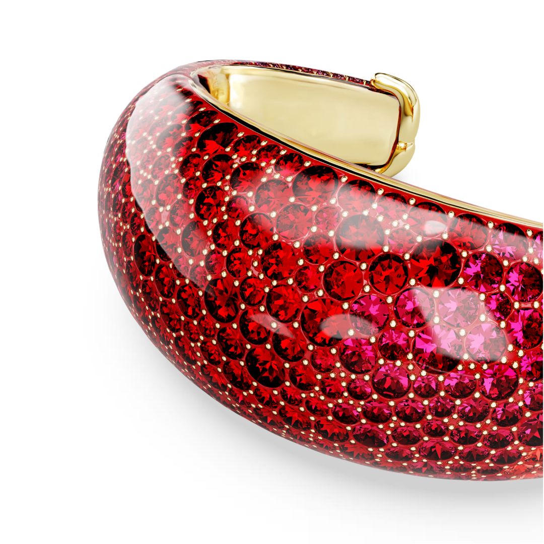 Swarovski Idyllia Cuff rannekoru, keltakullattu ja punaiset kristallit
