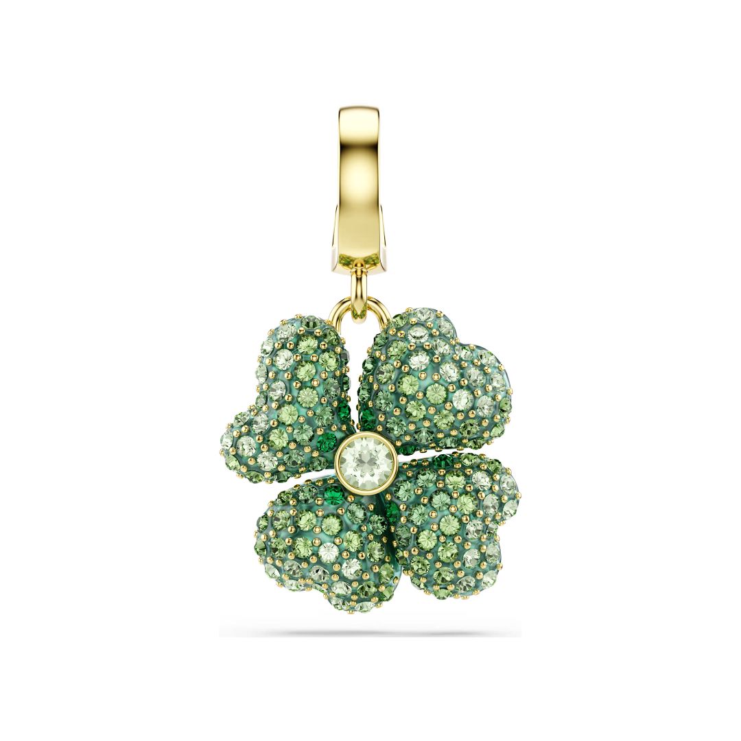 Swarovski Idyllia charm, keltakullattu ja vihreät kristallit, 5743130