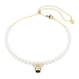 Swarovski Idyllia choker-kaulakoru, keltakullattu, valkoiset helmet ja zirkonit, 5742677