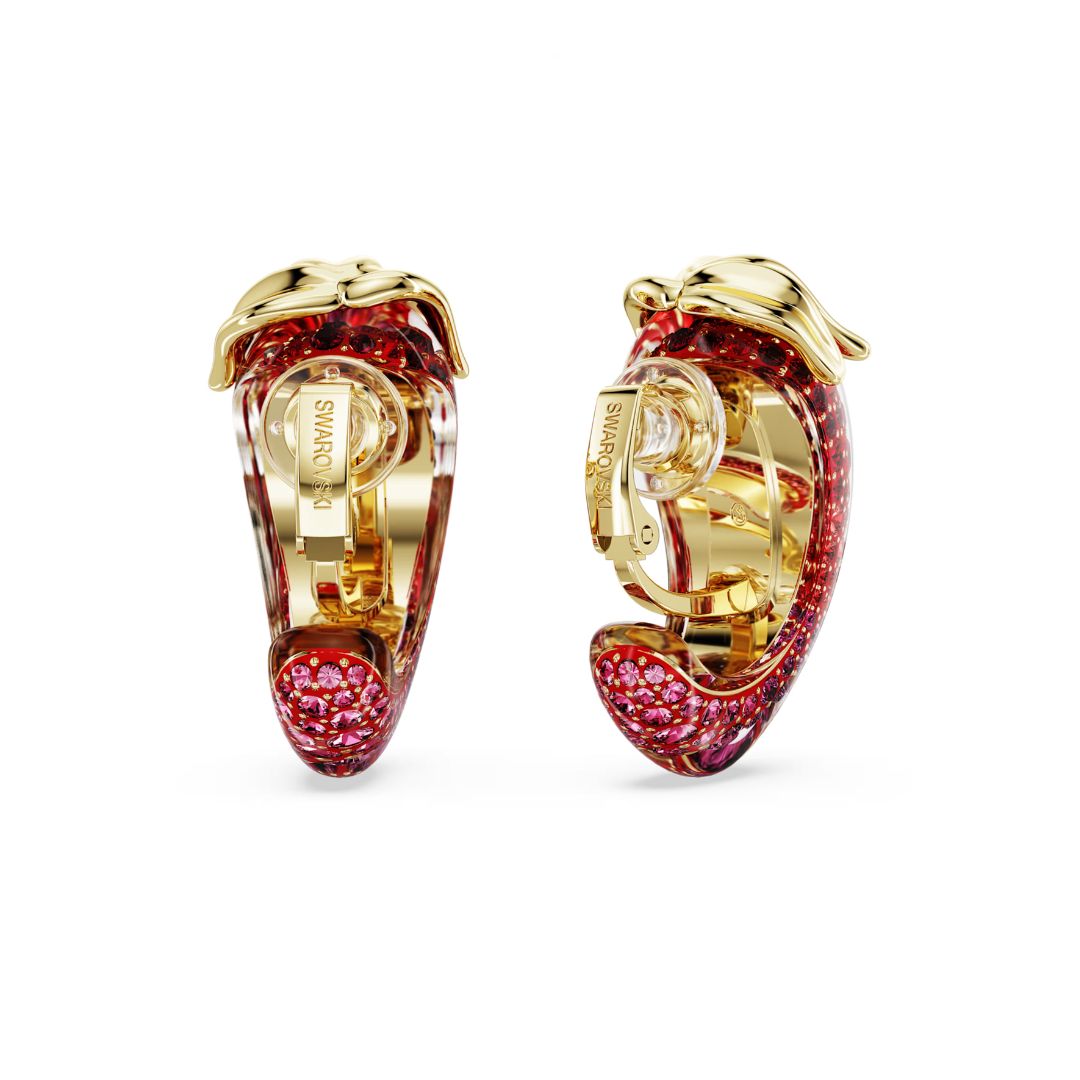 Swarovski Idyllia Clip Earrings, Gold Finish, Red Crystal, 5751416