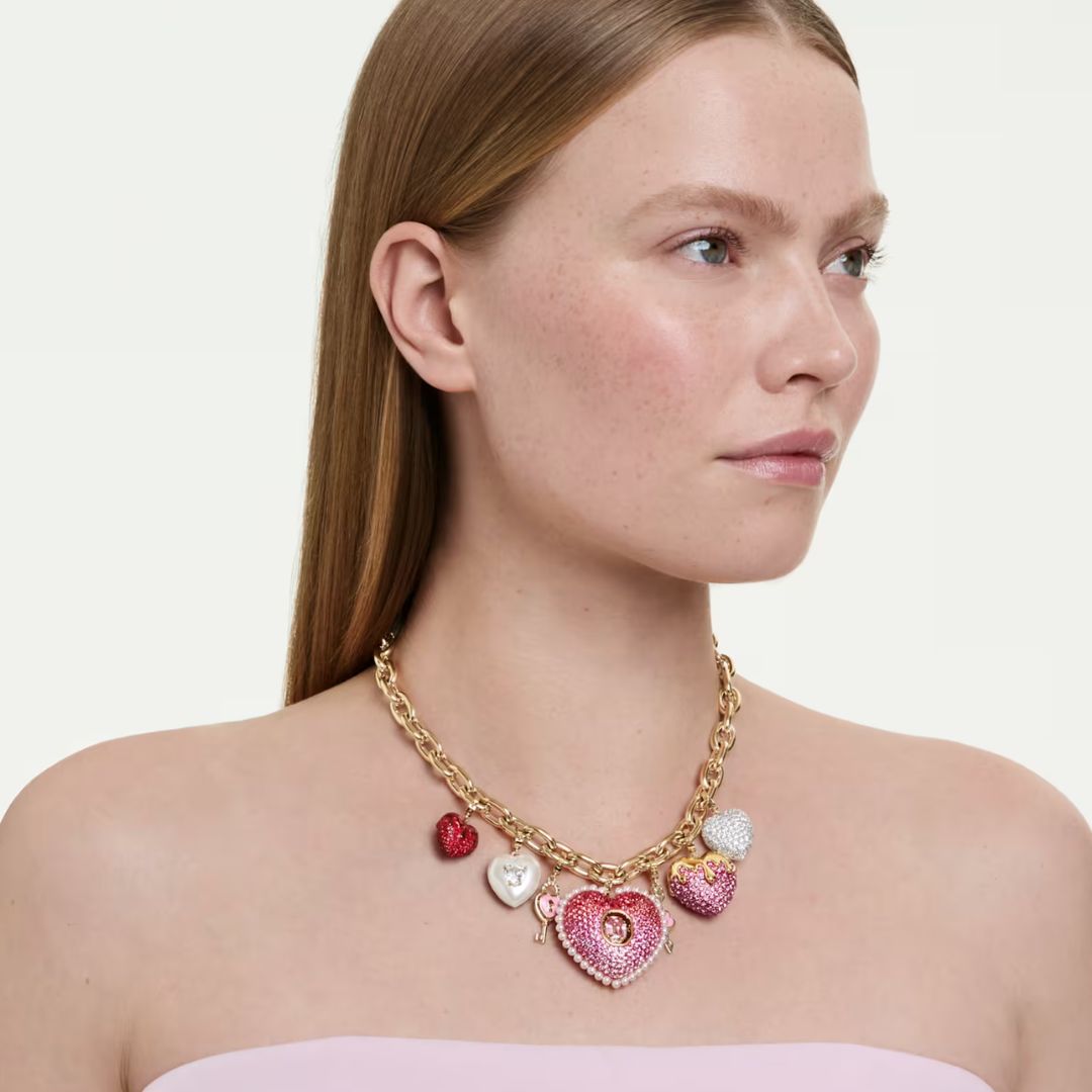 Swarovski Idyllia Necklace, Gold Finish, Multi-Colored Crystals and Zi