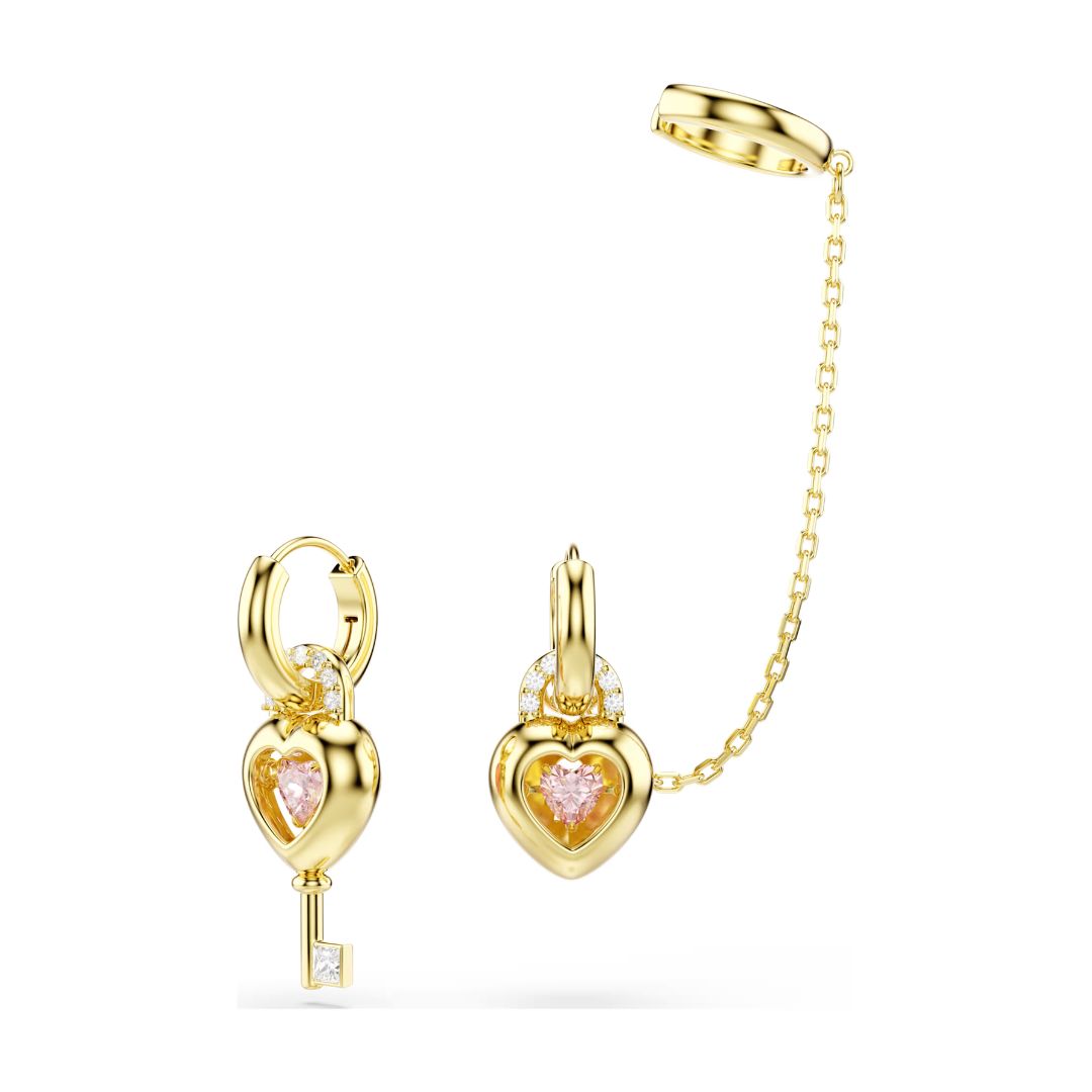 Swarovski Idyllia korvakorut ja ear cuff, keltakullattu ja vaaleanpunaiset zirkonit, 5737294