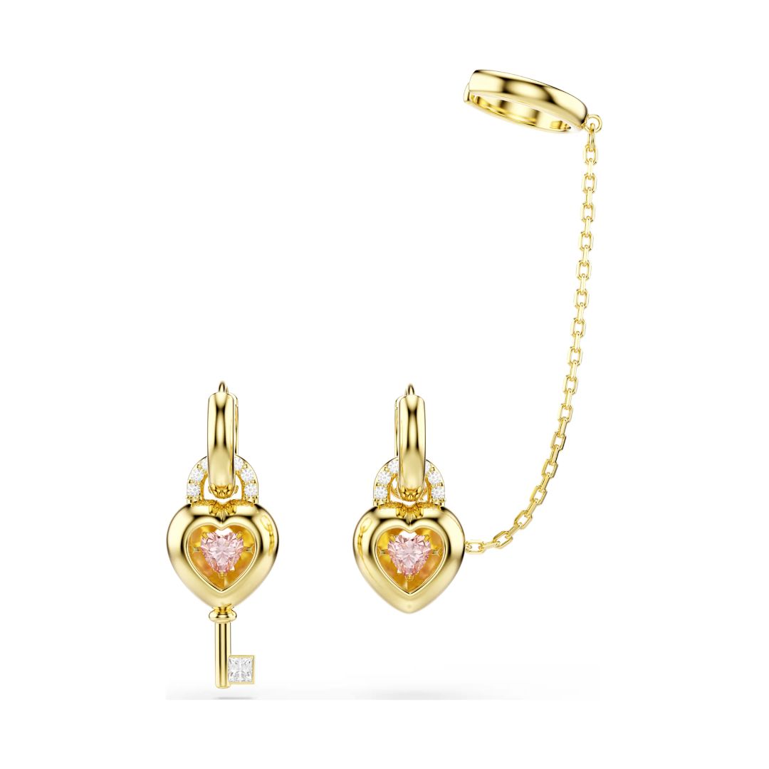 Swarovski Idyllia korvakorut ja ear cuff, keltakullattu ja vaaleanpunaiset zirkonit, 5737294
