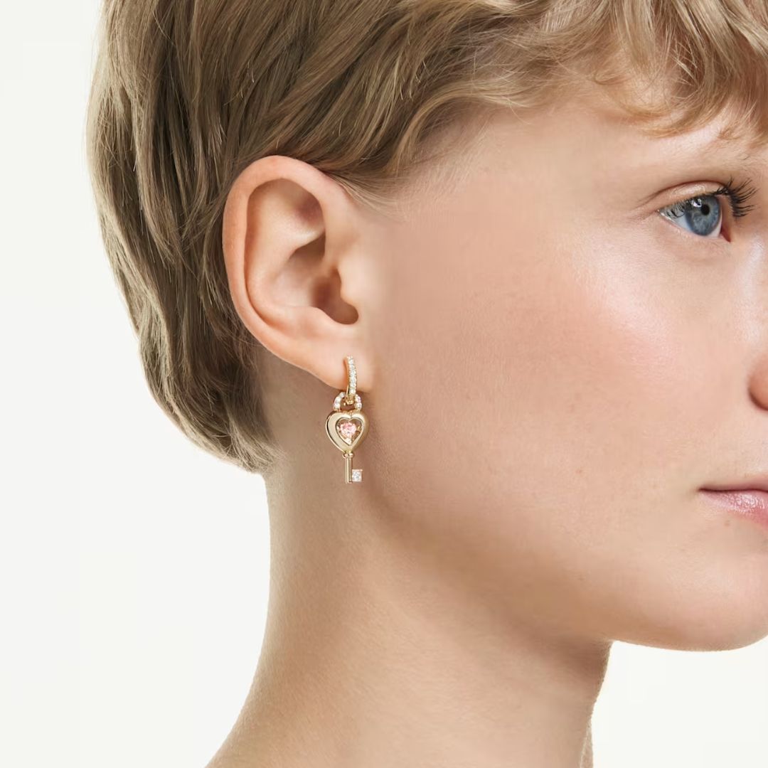 Swarovski Idyllia korvakorut ja ear cuff, keltakullattu ja vaaleanpunaiset zirkonit, 5737294