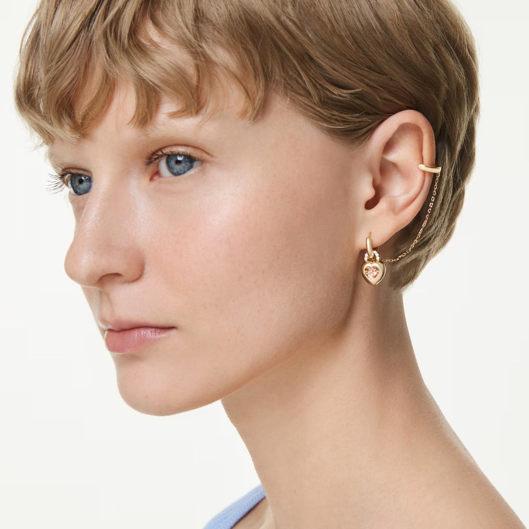 Swarovski Idyllia korvakorut ja ear cuff, keltakullattu ja vaaleanpunaiset zirkonit, 5737294