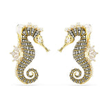 Swarovski Idyllia korvakorut, keltakullanväri, kirkkaat kristallit ja valkoiset helmet 5690097