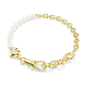 Swarovski Idyllia rannekoru, keltakullattu, valkoiset helmet ja kirkas zirkoni, 5737299