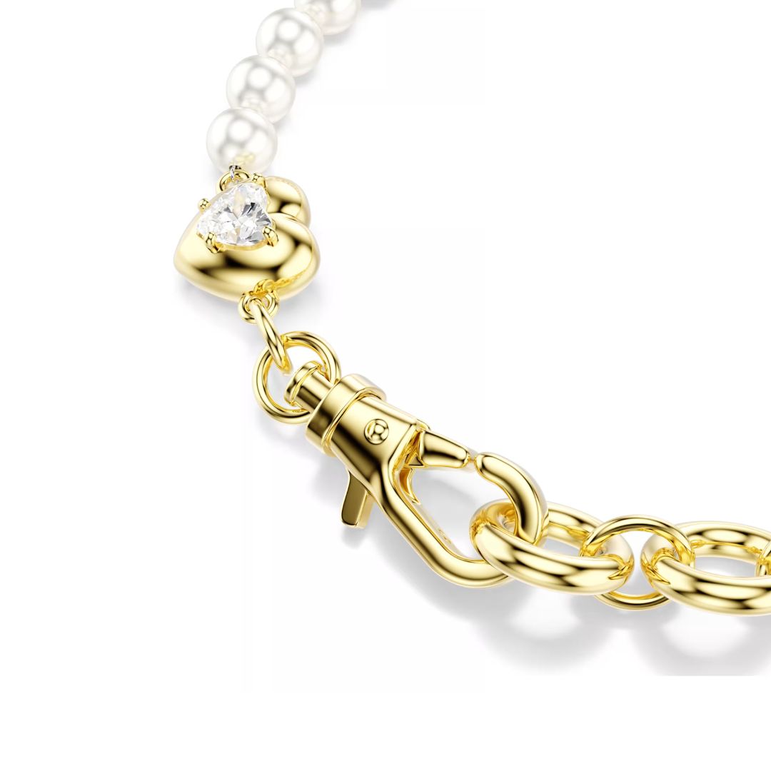 Swarovski Idyllia rannekoru, keltakullattu, valkoiset helmet ja kirkas zirkoni, 5737299