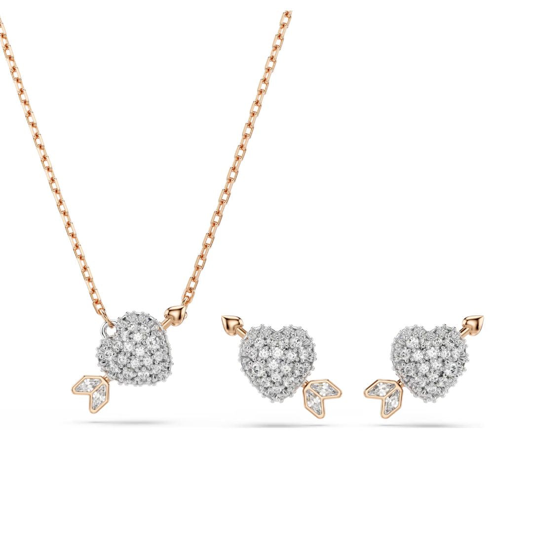 Swarovski Idyllia riipus ja korvakorut, setti, rosekullattu ja kirkkaat zirkonit, 5745580