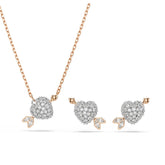 Swarovski Idyllia riipus ja korvakorut, setti, rosekullattu ja kirkkaat zirkonit, 5745580