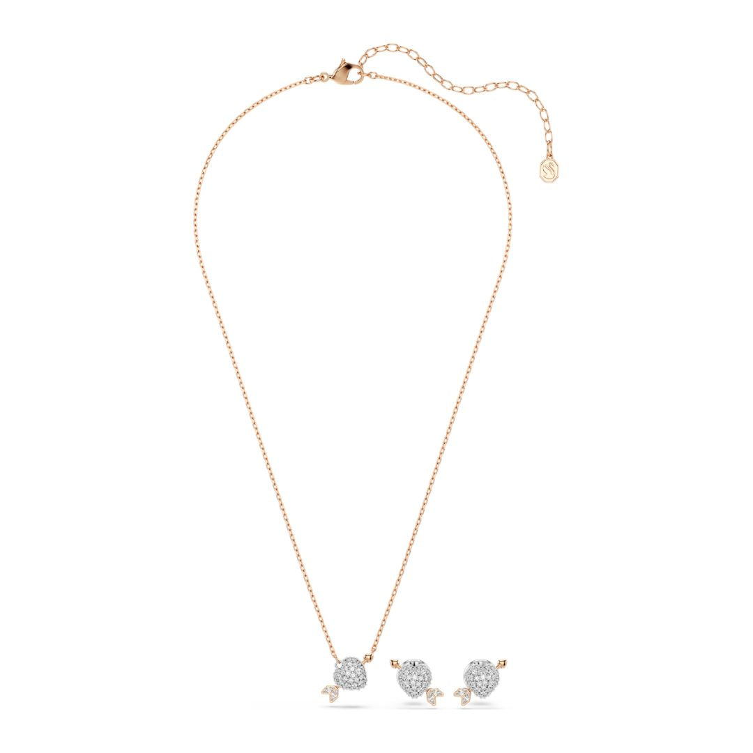 Swarovski Idyllia riipus ja korvakorut, setti, rosekullattu ja kirkkaat zirkonit, 5745580