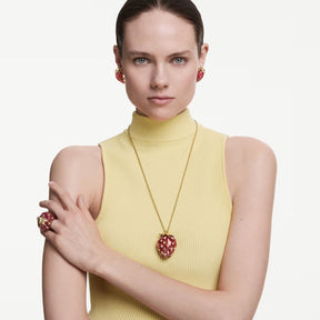 Swarovski Idyllia riipus, keltakullattu ja punaiset kristallit 5742676