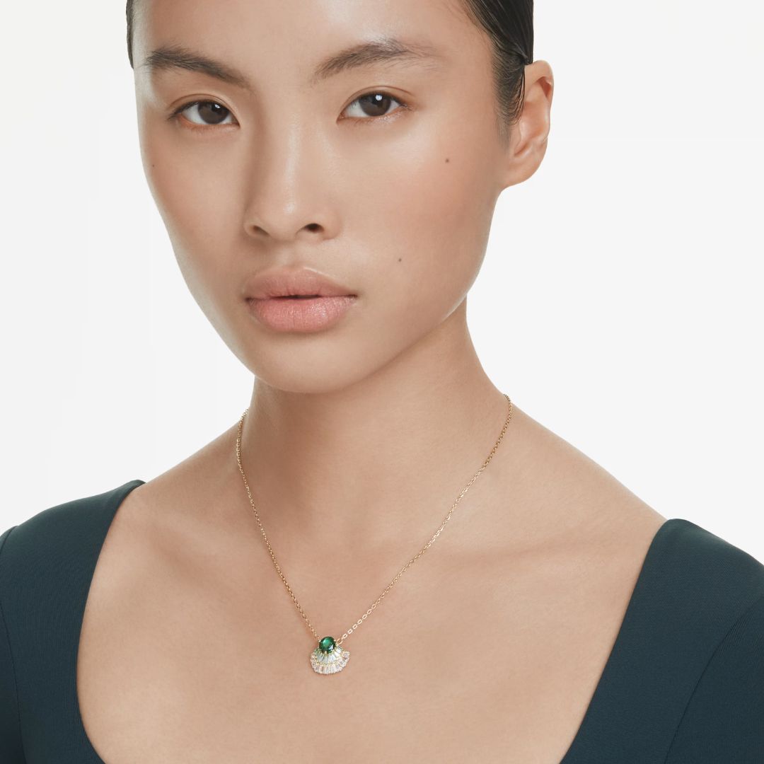 Swarovski Idyllia riipus, keltakullattu, vihreä kristalli ja kirkkaat zirkonit, 5709377