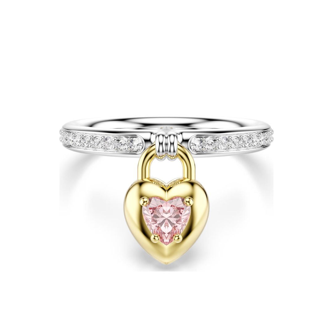 Swarovski Idyllia sormus, keltakullattu ja vaaleanpunainen kristalli