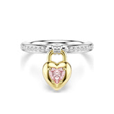 Swarovski Idyllia sormus, keltakullattu ja vaaleanpunainen kristalli