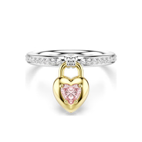 Swarovski Idyllia sormus, keltakullattu ja vaaleanpunainen kristalli