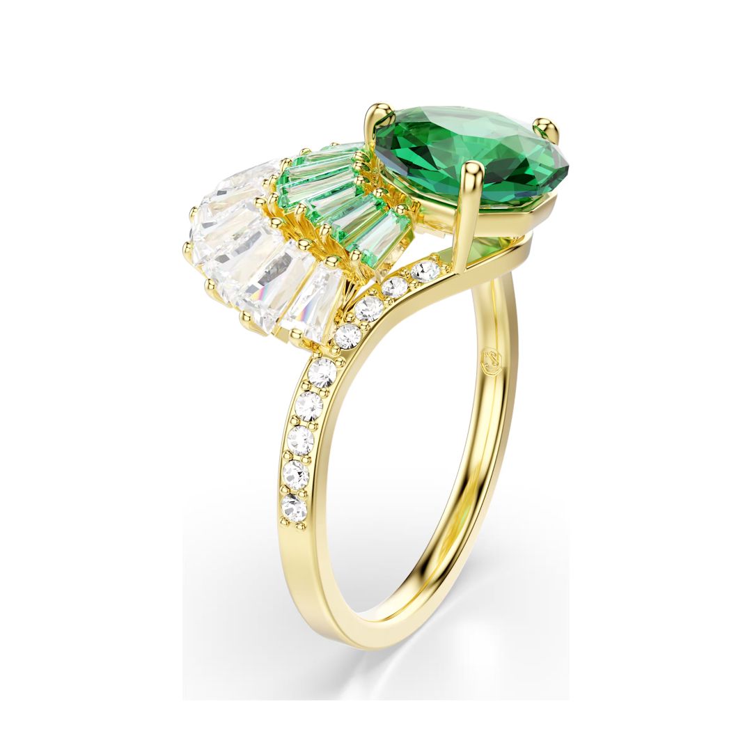 Swarovski Idyllia sormus, keltakullattu, vihreä kristalli ja zirkonit
