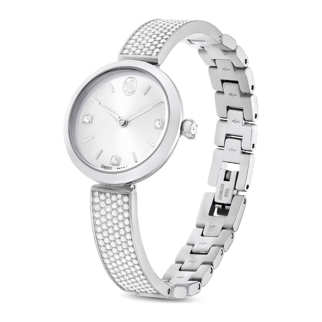 Swarovski Illumina rannekello, hopeanvärinen ja kirkkaat kristallit, 5671205