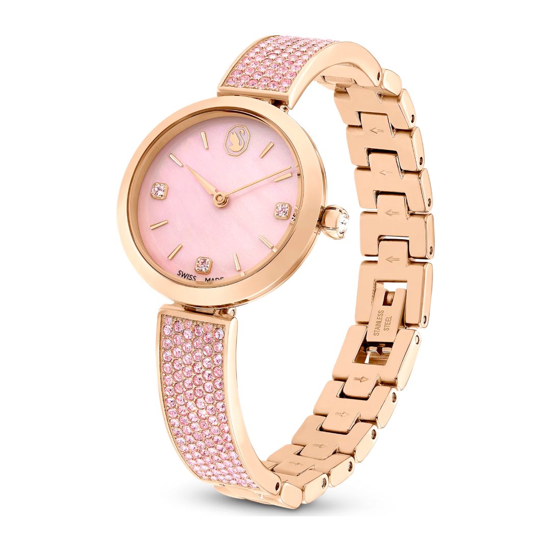 Swarovski Illumina rannekello, ruusukullanväri ja vaaleanpunaiset kristallit, 5678756