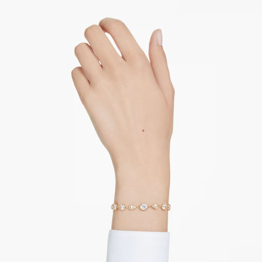 Swarovski Imber Tennis Bracelet, Yellow Gold Color and White Crystals,
