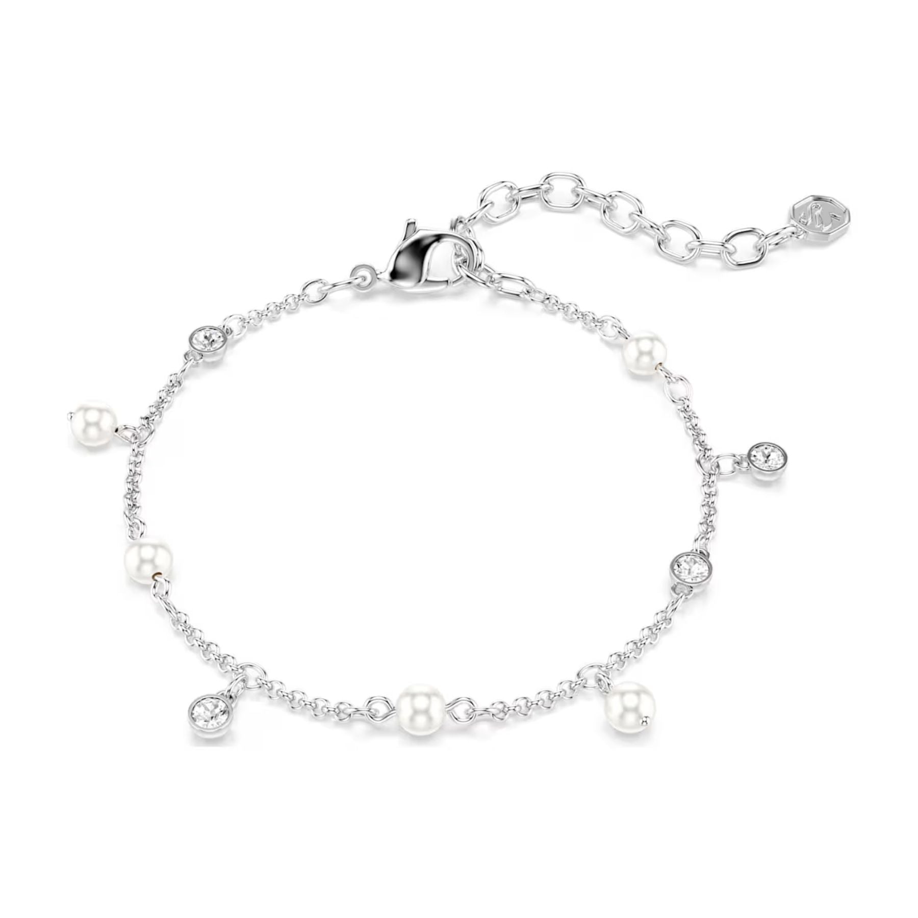 Swarovski Imber rannekoru, vaalea metalli, kirkkaat kristallit ja valkoiset helmet, 5754242