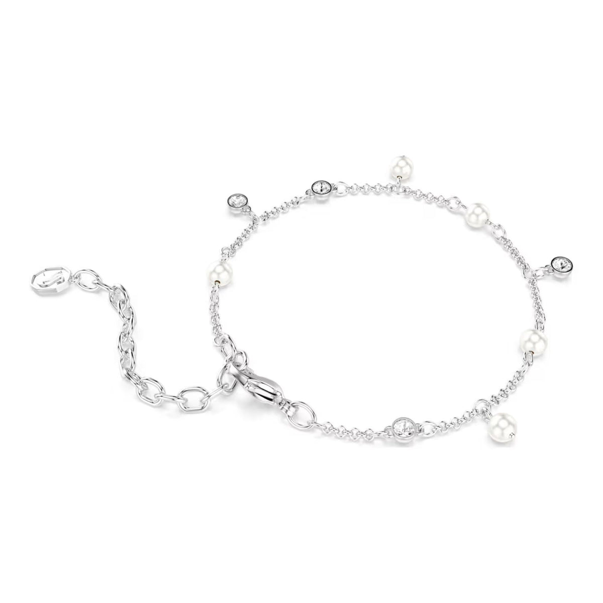 Swarovski Imber rannekoru, vaalea metalli, kirkkaat kristallit ja valkoiset helmet, 5754242