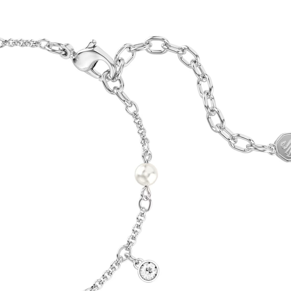 Swarovski Imber rannekoru, vaalea metalli, kirkkaat kristallit ja valkoiset helmet, 5754242