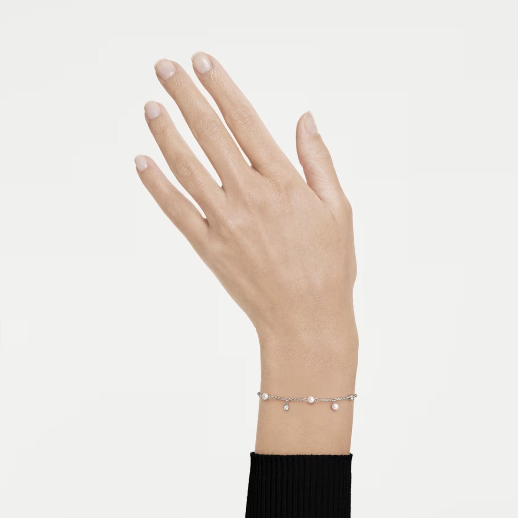 Swarovski Imber rannekoru, vaalea metalli, kirkkaat kristallit ja valkoiset helmet, 5754242