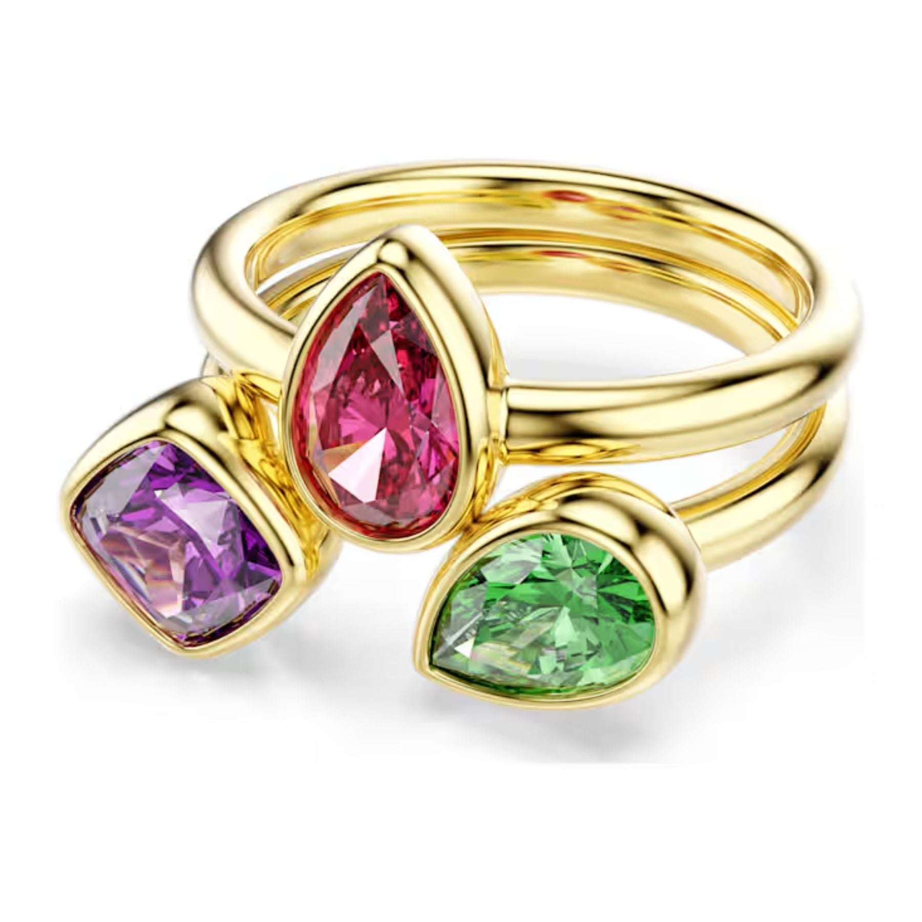 Swarovski Imber sormukset, kahden setti, keltakullattu ja eriväriset zirkonit, 5753276
