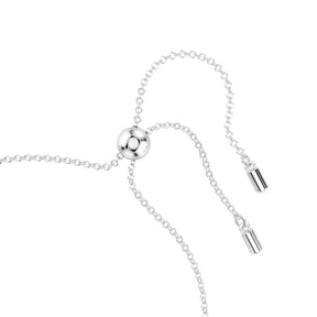 Swarovski valkoinen kristallirannekoru säädettävällä ketjulla ja pyöreällä hopeanvärisellä lukolla