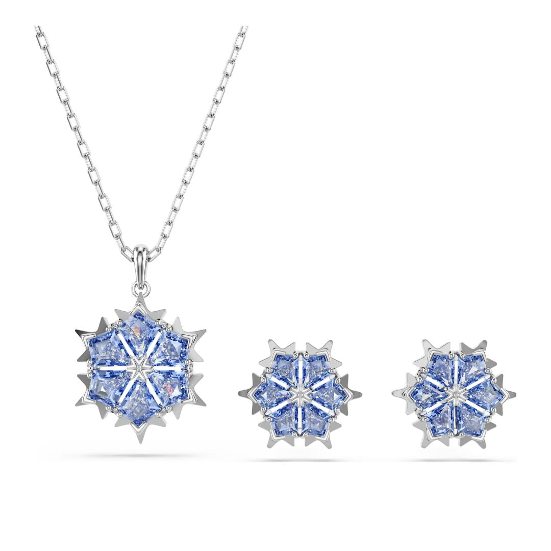 Swarovski Magic Snowflake riipus ja korvakorut, vaalea metalli ja siniset kristallit 5734243