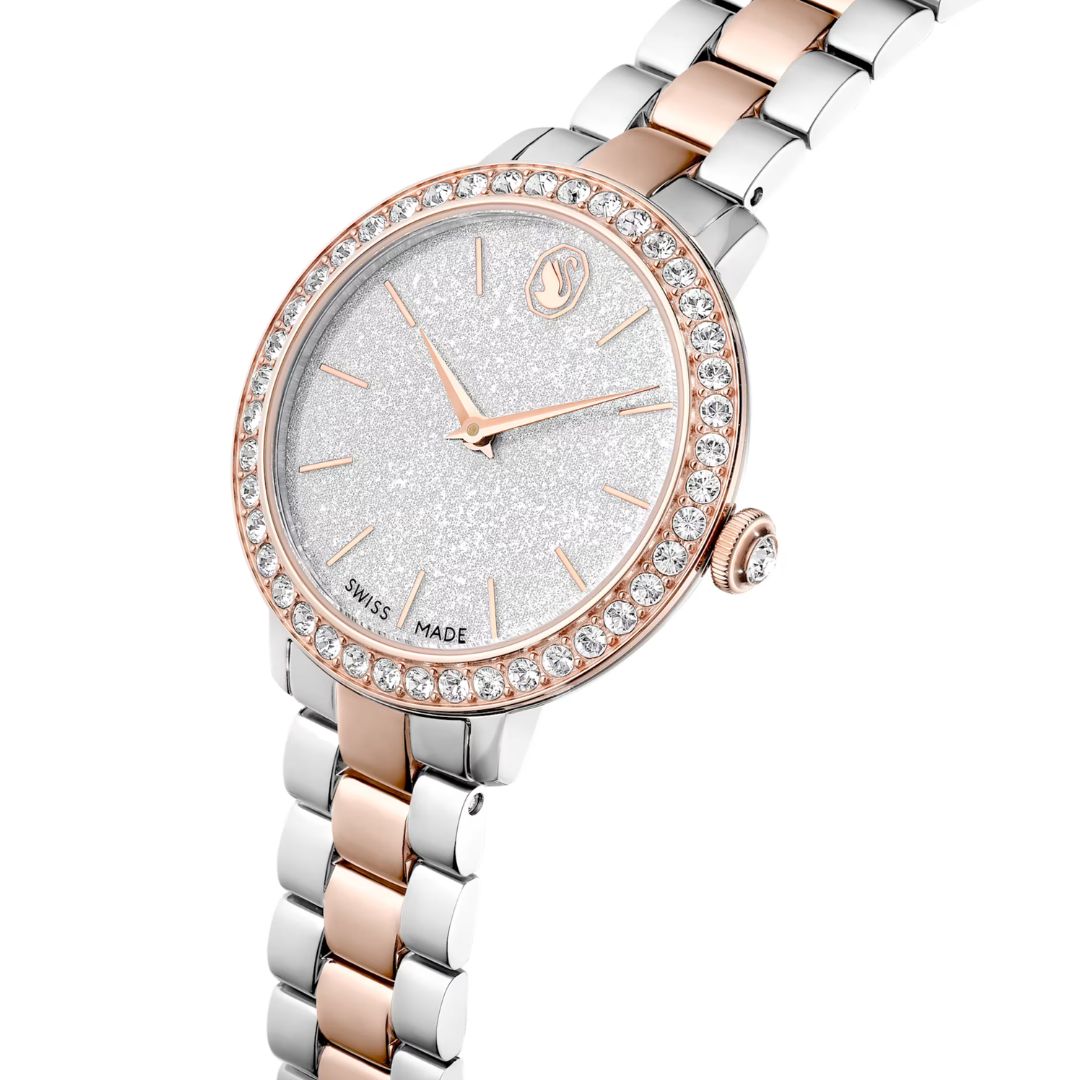 Swarovski Matrix 3-link Watch, Silver-Tone, Rose Gold -Tone and White