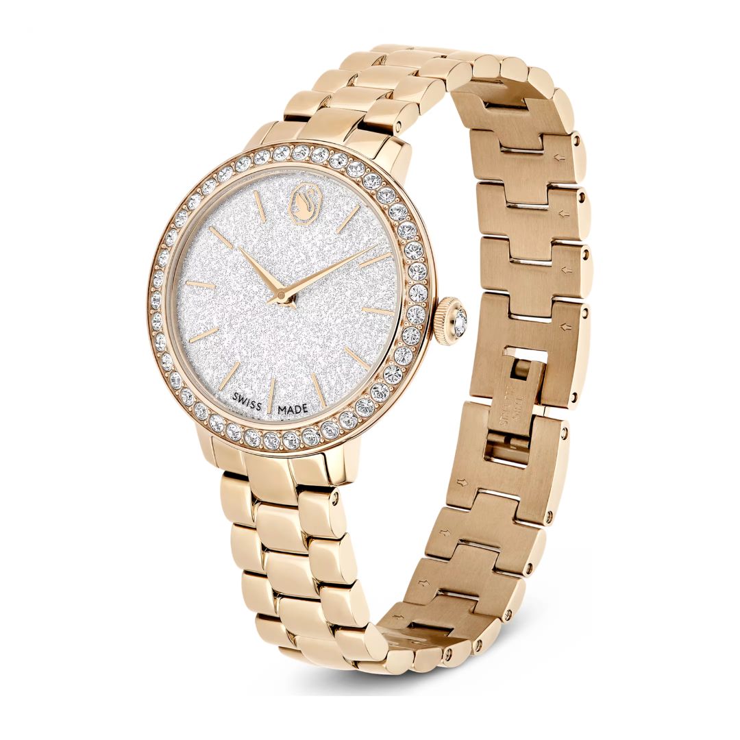Swarovski Matrix 3-link Watch, Champagne Gold-Tone and White Crystals,