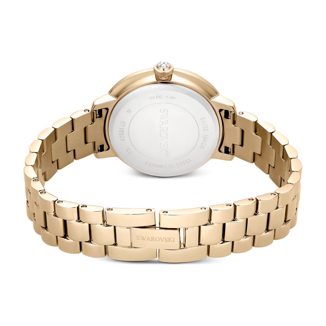 Swarovski Matrix 3-link Watch, Champagne Gold-Tone and White Crystals,