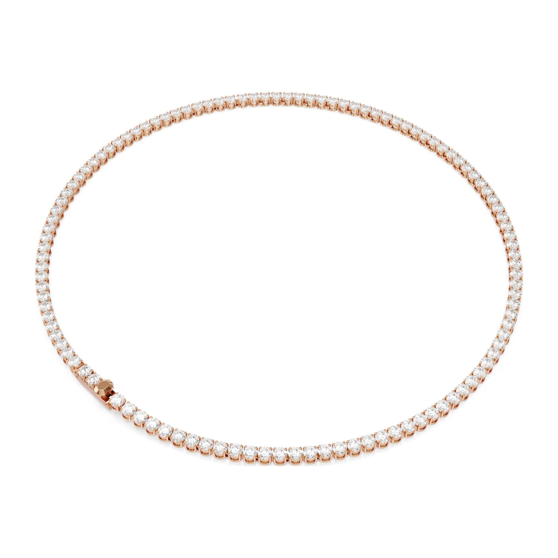 Swarovski Matrix Tennis Necklace, Rose Gold Plated and Clear Cubic Zir