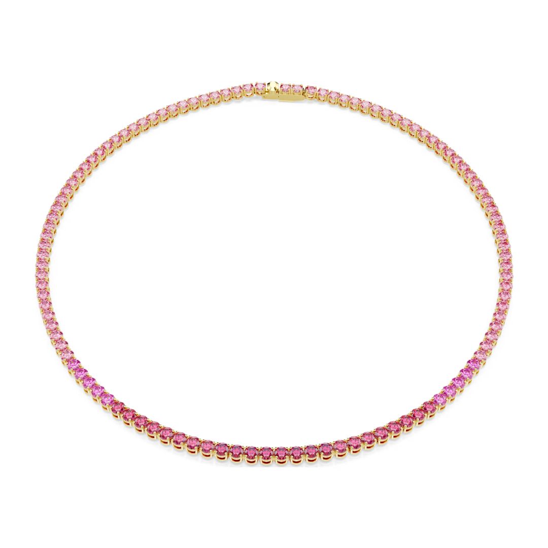 Swarovski Matrix Tennis Necklace, Gold Finish with Pink Zirconia, 5751