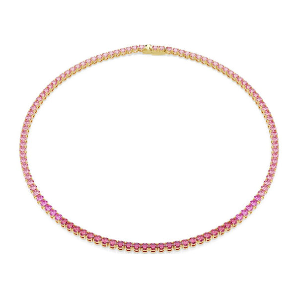 Swarovski Matrix Tennis Necklace, Gold Finish with Pink Zirconia, 5751
