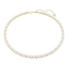 Swarovski Matrix Tennis kaulakoru, keltakullattu, kirkkaat zirkonit ja valkoiset helmet 5742039