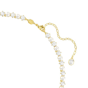 Swarovski Matrix Tennis kaulakoru, keltakullattu, kirkkaat zirkonit ja valkoiset helmet 5742039