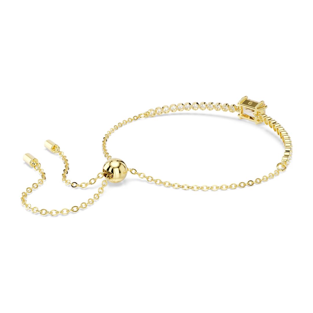 Swarovski Matrix Tennis Bracelet, Yellow Gold Color with White Crystal