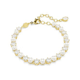 Swarovski Matrix Tennis rannekoru, keltakullattu, kirkkaat zirkonit ja valkoiset helmet 5742026
