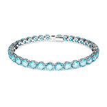 Swarovski Matrix Tennis rannekoru, vaalea metalli ja siniset kristallit