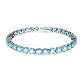 Swarovski Matrix Tennis rannekoru, vaalea metalli ja siniset kristallit