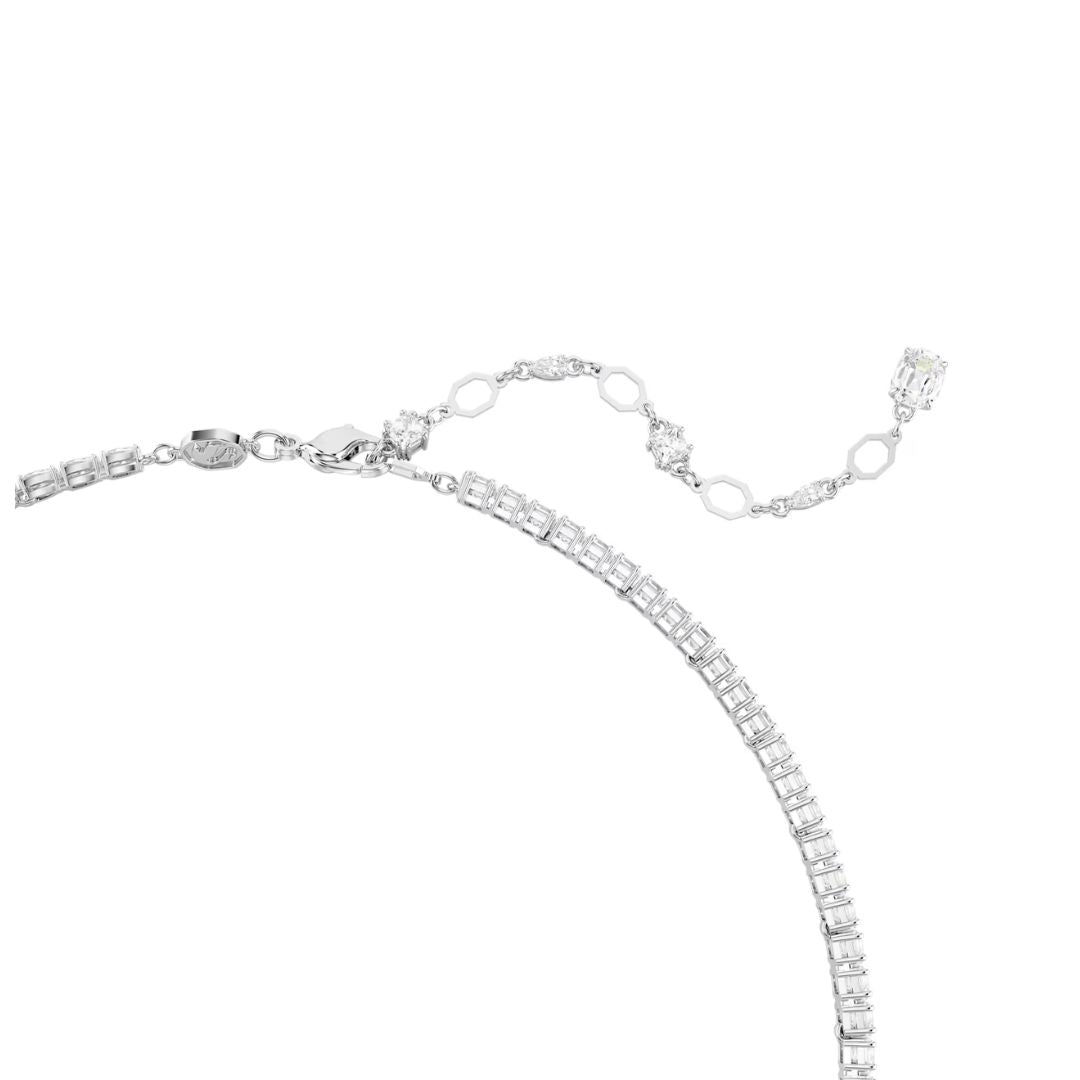 Swarovski Matrix Y Necklace, Rhodium Plated and White Crystals 5692533