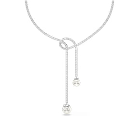 Swarovski Matrix Y kaulakoru, vaalea metalli kirkkailla kristalleilla ja valkoisilla helmillä 5692416