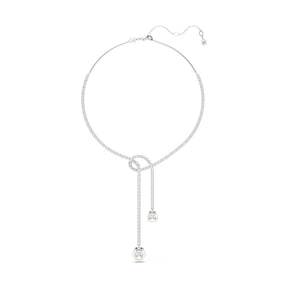 Swarovski Matrix Y kaulakoru, vaalea metalli kirkkailla kristalleilla ja valkoisilla helmillä 5692416