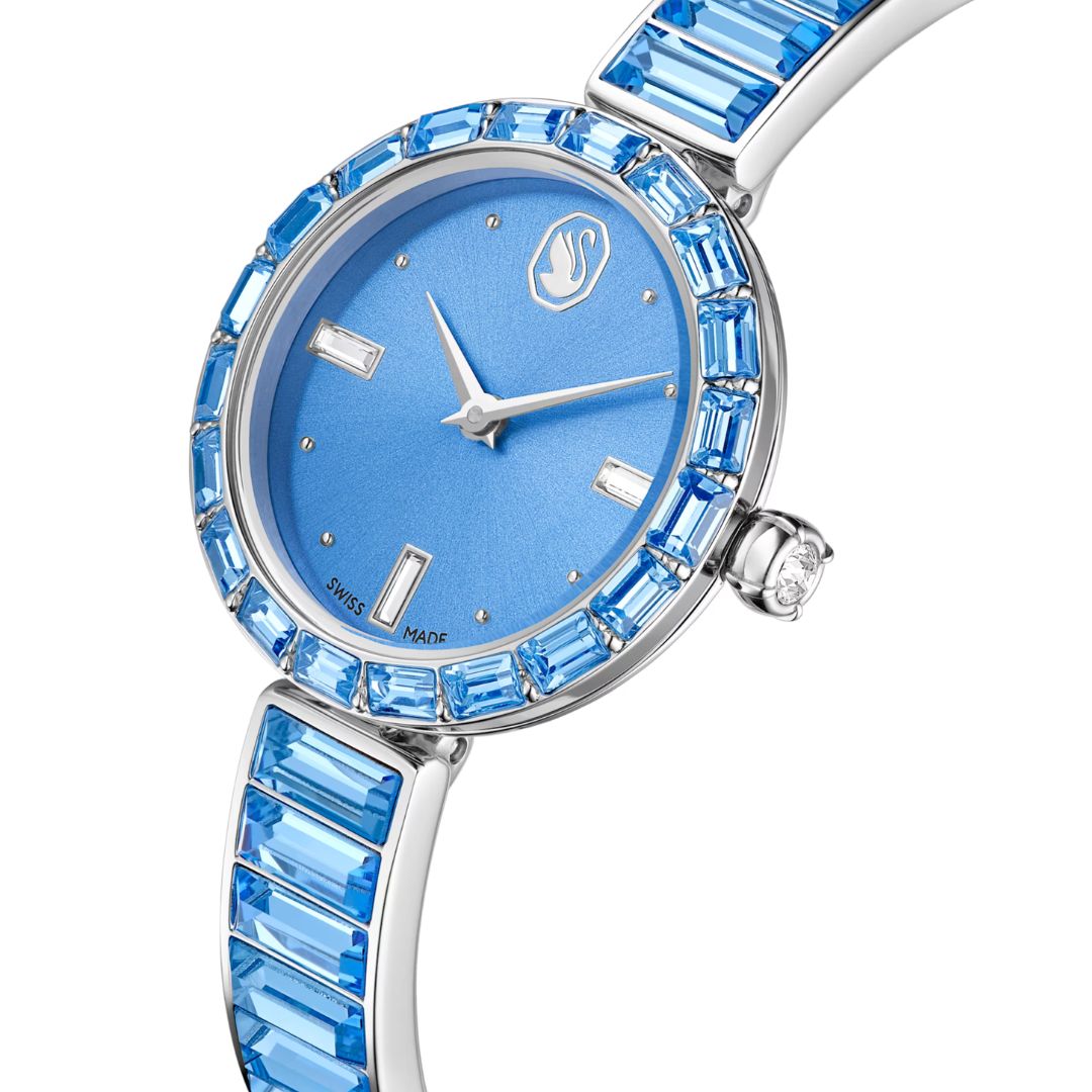 Swarovski Matrix bangle rannekello, hopeanvärinen ja siniset kristallit, 5730172