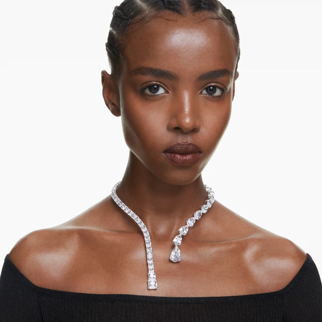 Swarovski Matrix Necklace, Rhodium Plated and White Crystals 5692517