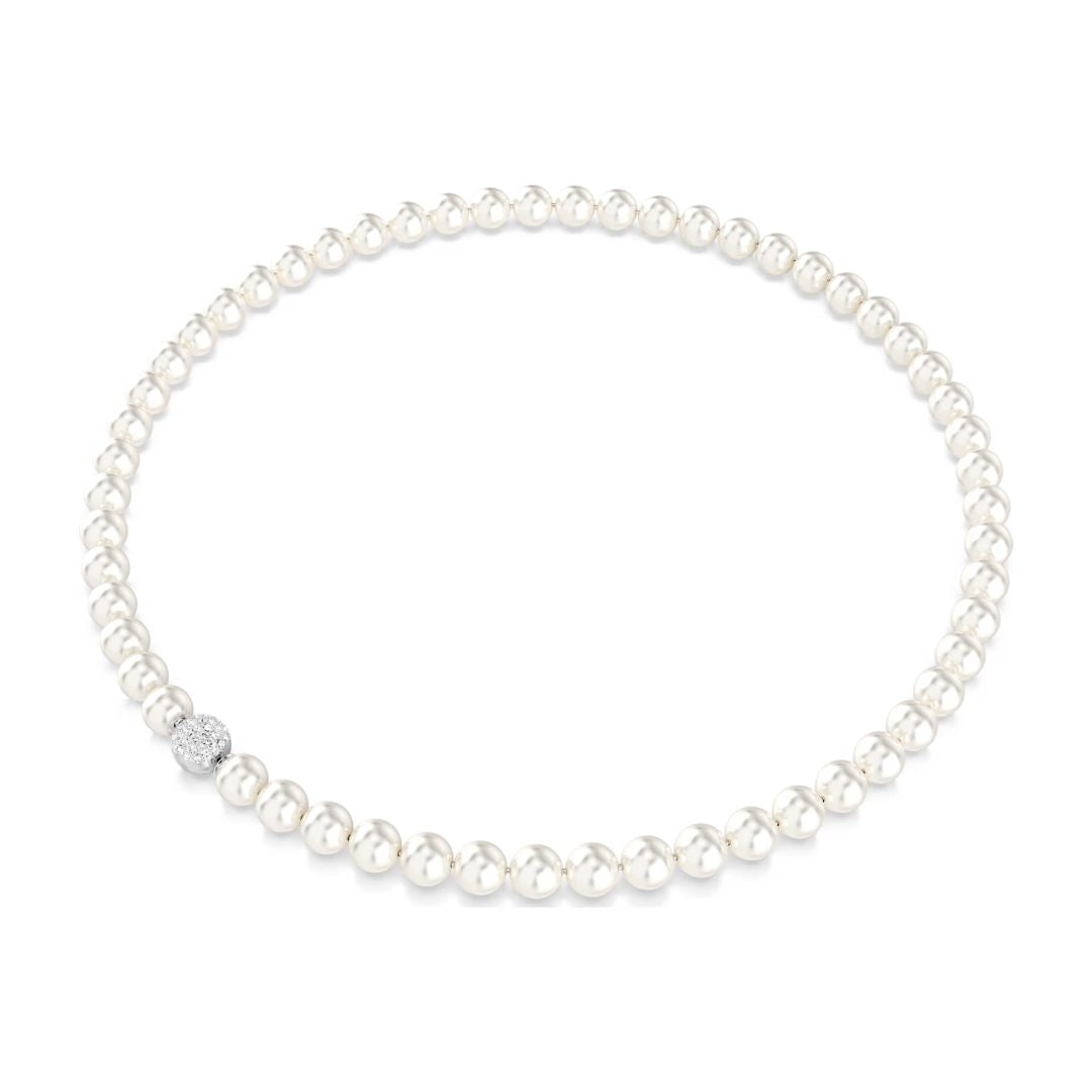 Swarovski Matrix kaulakoru, valkoiset helmet ja kirkkaat kristallit, 5747746